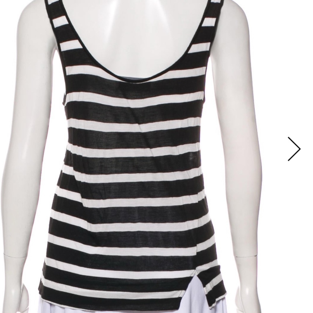 A.L.C. Black and White Striped Tank Top